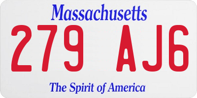 MA license plate 279AJ6