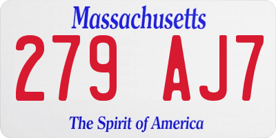 MA license plate 279AJ7