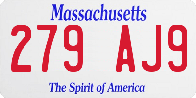 MA license plate 279AJ9