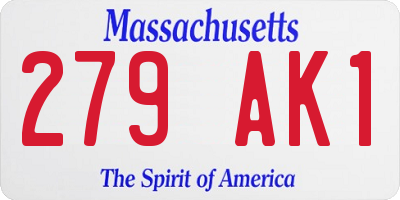 MA license plate 279AK1