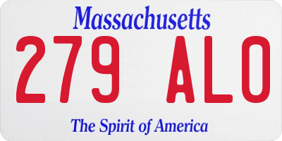 MA license plate 279AL0