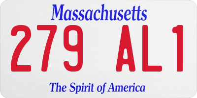 MA license plate 279AL1