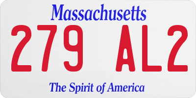 MA license plate 279AL2
