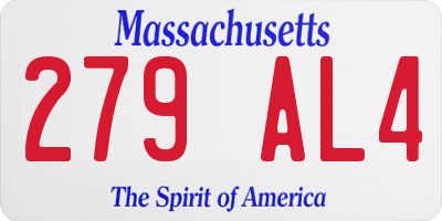 MA license plate 279AL4