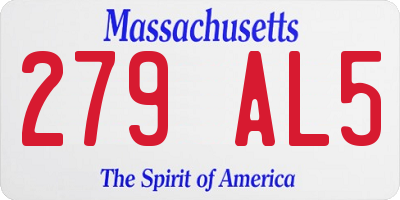 MA license plate 279AL5