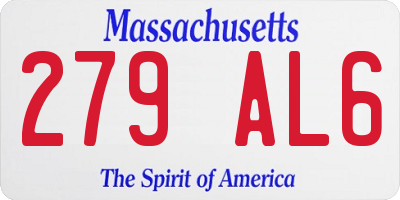 MA license plate 279AL6