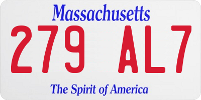 MA license plate 279AL7