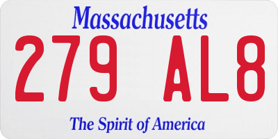 MA license plate 279AL8