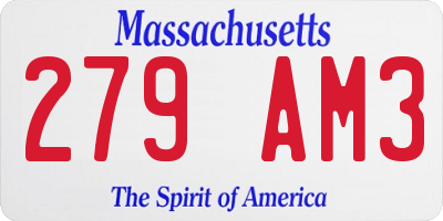 MA license plate 279AM3