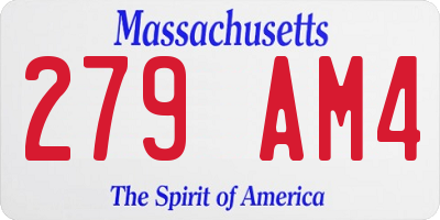 MA license plate 279AM4