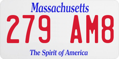 MA license plate 279AM8