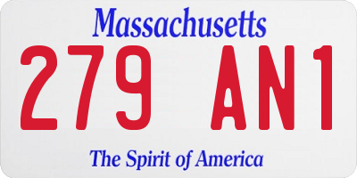 MA license plate 279AN1
