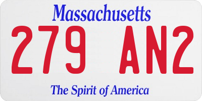 MA license plate 279AN2