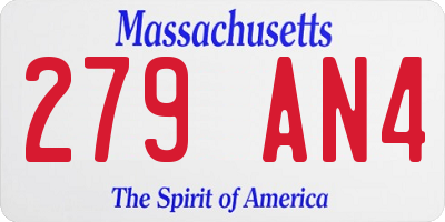 MA license plate 279AN4