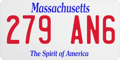 MA license plate 279AN6