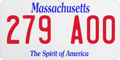 MA license plate 279AO0