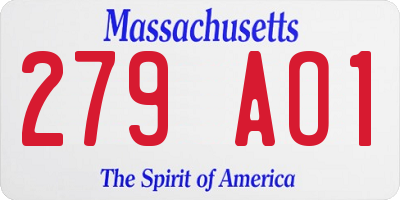 MA license plate 279AO1