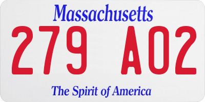 MA license plate 279AO2