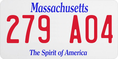 MA license plate 279AO4