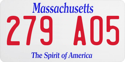 MA license plate 279AO5