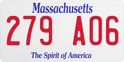 MA license plate 279AO6