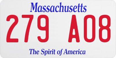 MA license plate 279AO8