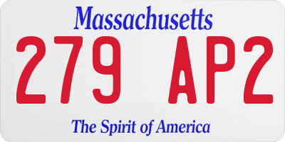 MA license plate 279AP2
