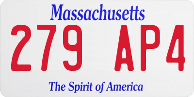 MA license plate 279AP4