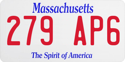 MA license plate 279AP6