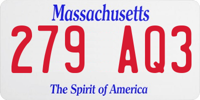 MA license plate 279AQ3