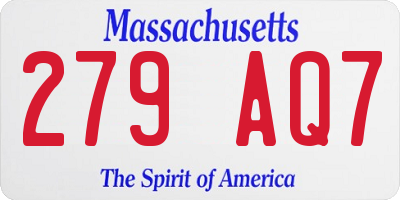 MA license plate 279AQ7