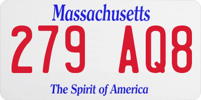 MA license plate 279AQ8