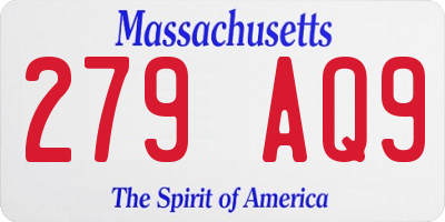 MA license plate 279AQ9