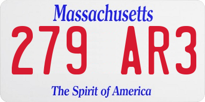MA license plate 279AR3