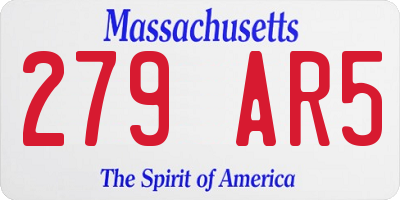 MA license plate 279AR5