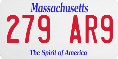 MA license plate 279AR9