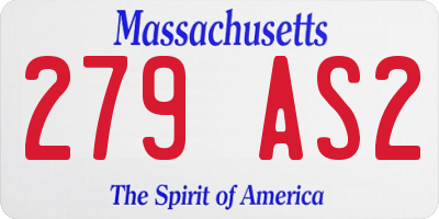 MA license plate 279AS2
