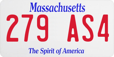 MA license plate 279AS4