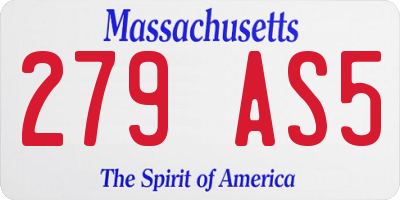 MA license plate 279AS5