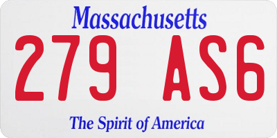 MA license plate 279AS6