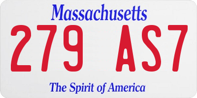 MA license plate 279AS7