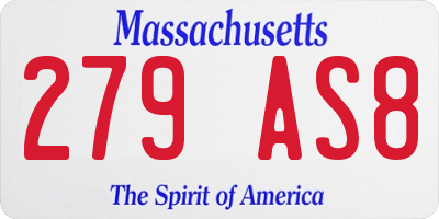 MA license plate 279AS8