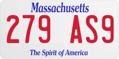MA license plate 279AS9