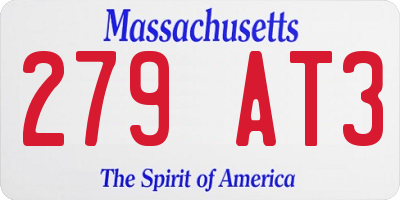 MA license plate 279AT3
