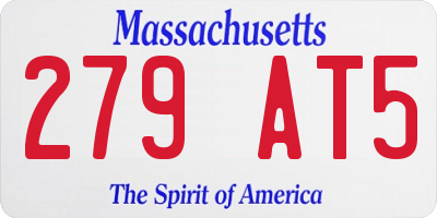MA license plate 279AT5