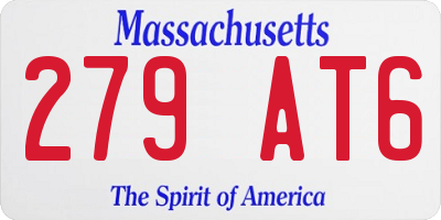 MA license plate 279AT6