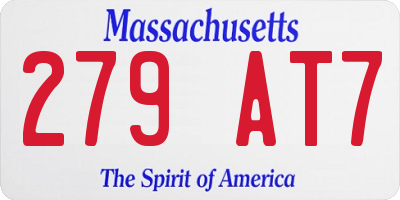 MA license plate 279AT7