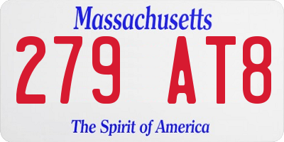 MA license plate 279AT8