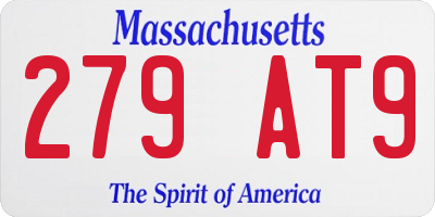 MA license plate 279AT9