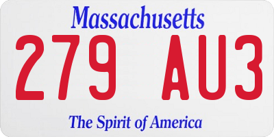 MA license plate 279AU3